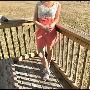 White lace and peach dress (small)
